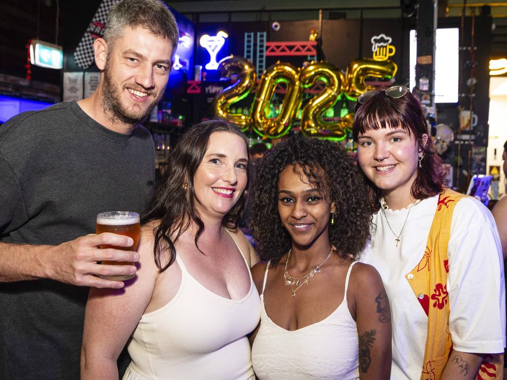 Celebrating New Year's Eve at Flipp'd are (from left) Simon Verlaat, Kate Verlaat, Safron Nellie and Sarah Mare, Tuesday, December 31, 2024. Picture: Kevin Farmer