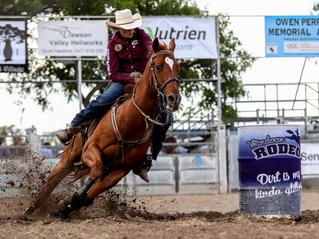 Emerald's Leanne Caban won the barrel race champion and all around cowgirl at the APRA National Finals at Gracemere CQLX.