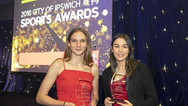 2018 City of Ipswich Sports Awards Tamzin Christoffel (Junior Sportsperson of the Year) and Deanna Lockett (Senior Sportsperson of the Year). Picture: Franca Tigani