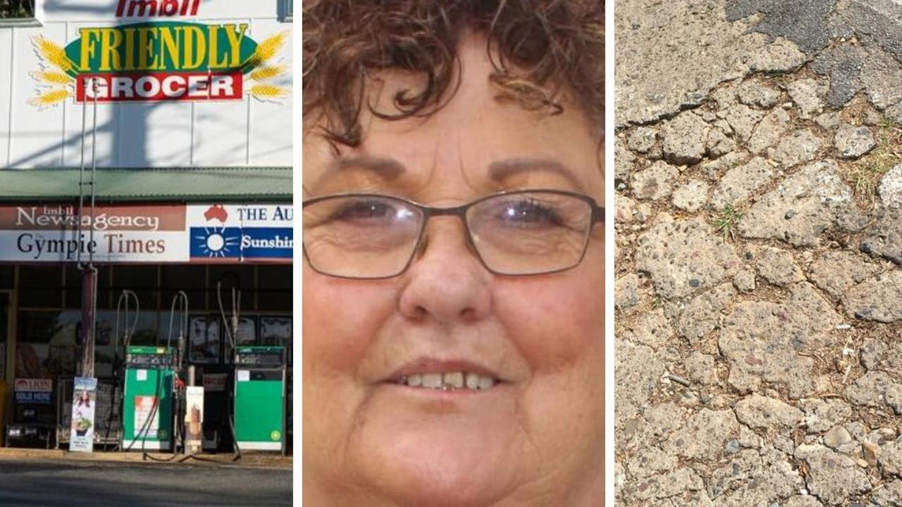 Imbil hairdress and mum Linda Evans (pictured) is suing Gympie Regional Council and the owner of the Imbil Friendly Grocery, claiming they were negligent by failing to fill or put signage around a monster 1m wide pothole which she tripped over, leaving her with multiple fractures and other injuries.