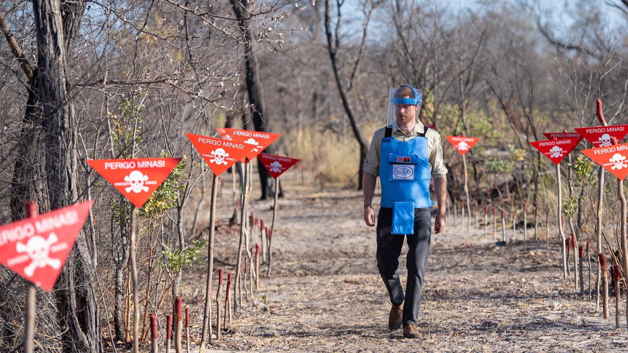 Harry has followed in his mother’s footsteps by trying to raise awareness of unrecovered landmines. Picture: Dominic Lipinski – Pool /Getty Images