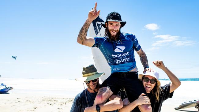 Mikey Wright of Australia won the Boost Mobile Pro Gold Coast on October 7, 2020. (Photo by Kelly Cestari/World Surf League via Getty Images)