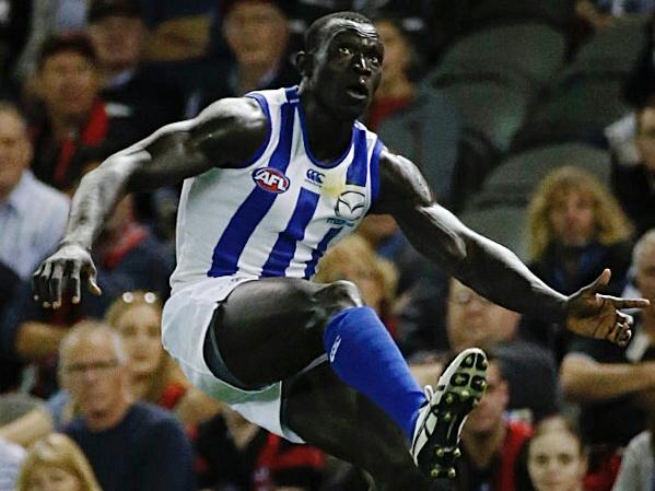 AFL: Round 8 Essendon v North Melbourne at Etihad Stadium. 14th May , Melbourne, Australia. North Melbourne's Majak Daw Picture : George Salpigtidis