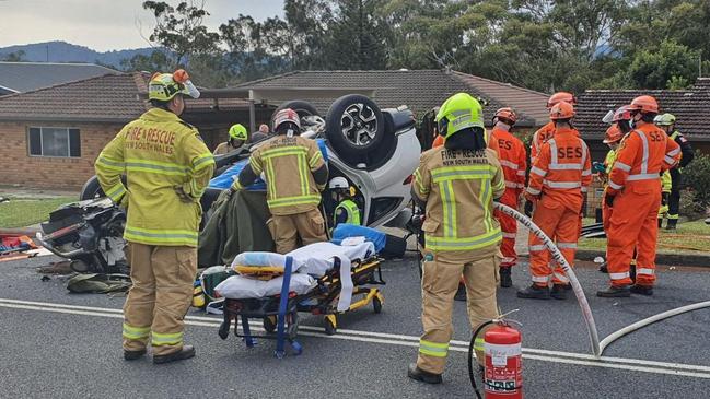 The head-on crash on Sawtell Road, Toormina, on June 3. Picture: Frank Redward