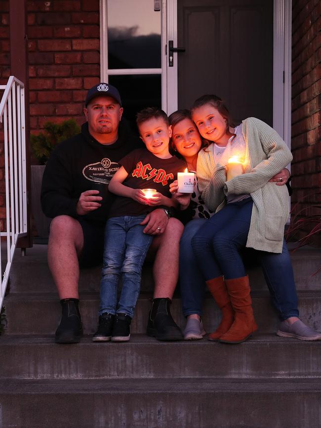 The Fell family of Grant, Dan, Liam 6, Angela and Holly, 10 #Shine4thefrontline. Picture: NIKKI DAVIS-JONES