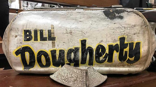 Bill Dougherty's old bookies bag on display at Schaeffer House. Picture: Jenna Thompson