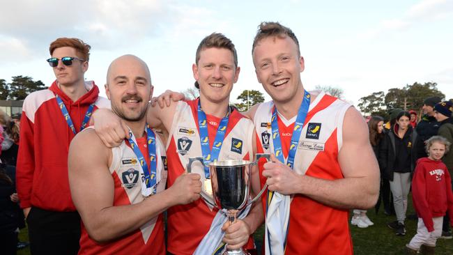 He never won one under Blackford, but he performed when Red Hill needed him to in 2019. (L-R) Jake Mitchell (BOG) Marcus Dal Lago (C) and Jake Mold (VC) Picture: Chris Eastman/AAP