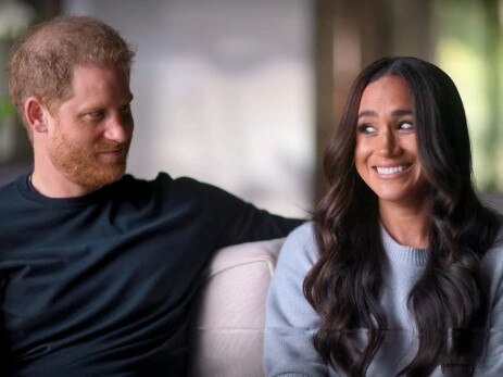 The royal family reportedly despairs that Prince Harry is trapped by a “cult of psychotherapy and Meghan. Picture: Netflix