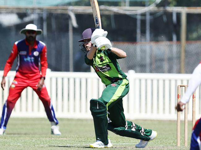 Action from the Cairns Cricket Association third grade match between Rovers and Mulgrave, held at Griffiths Park. Archie Ferguson bats for Rovers. Picture: Brendan Radke