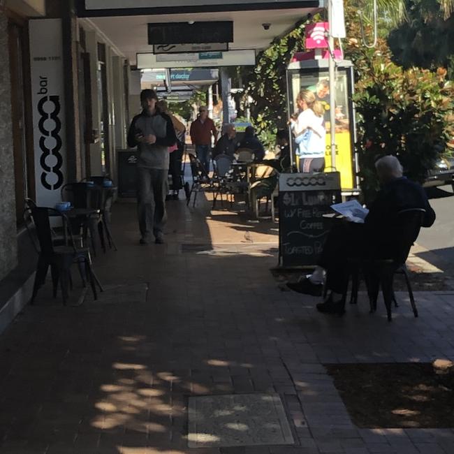 Kerbside tables and chairs outside cafes in Barrenjoey Rd, Newport on Tuesday. Picture: Jim O'Rourke