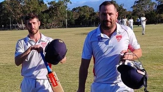 Nathan Worsteling (left) and Lucas Carroll walk off after steering Devon Meadows to victory in the semi-final. Picture: Facebook