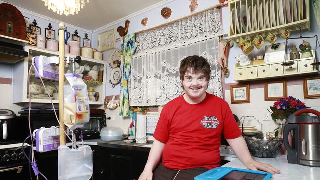 Josh Mitchell, 19, needs life saving equipment in his home. Picture: AAP/Claudia Baxter