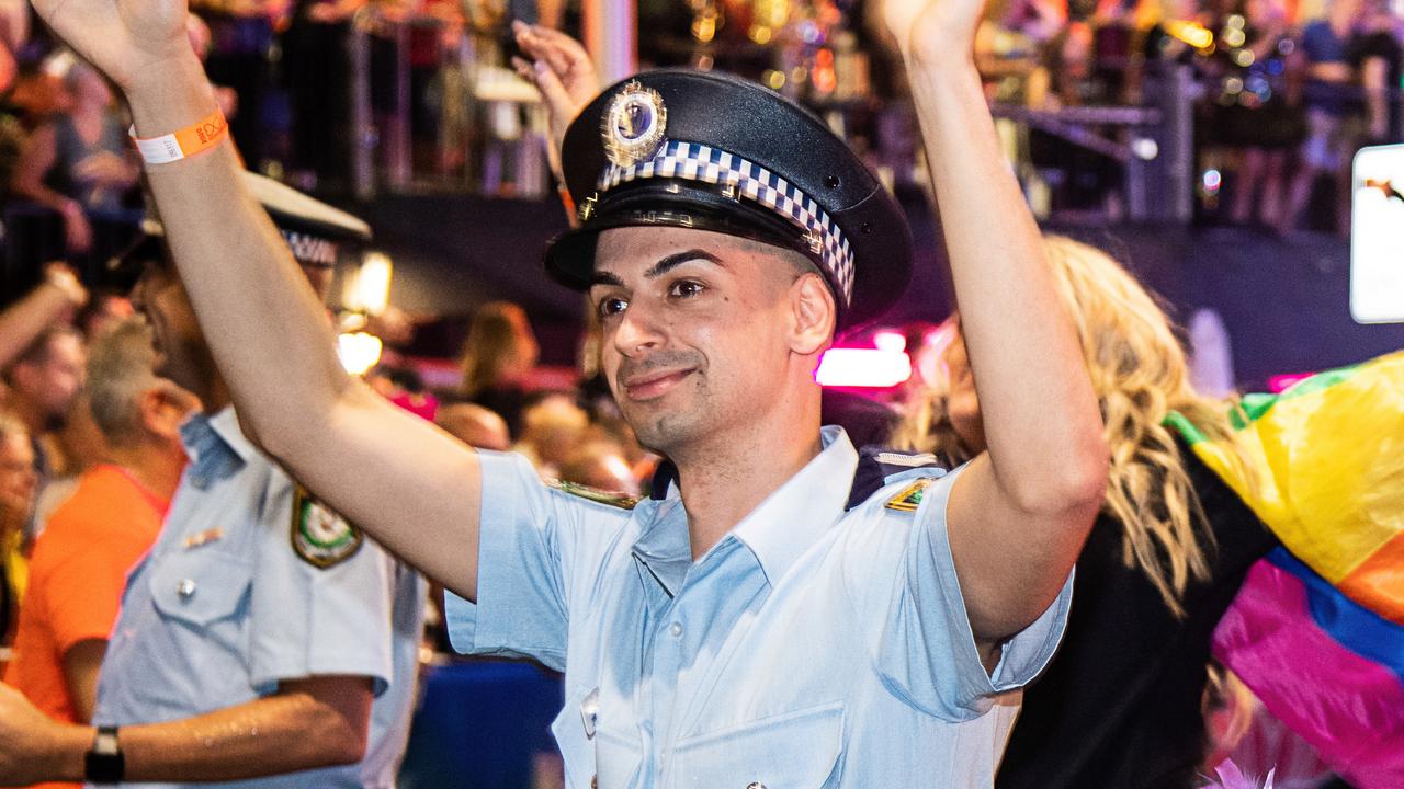 Beau Lamarre-Condon marching in the mardi gras parade in 2020. Picture: AAP Image/James Gourley