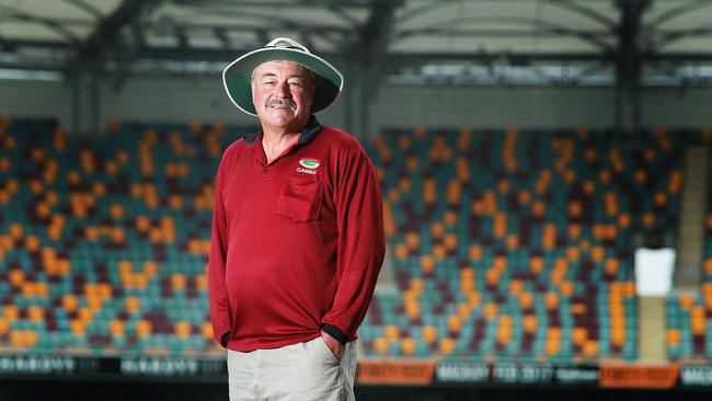 Gabba curator Kevin Mitchell is retiring. Picture: Claudia Baxter