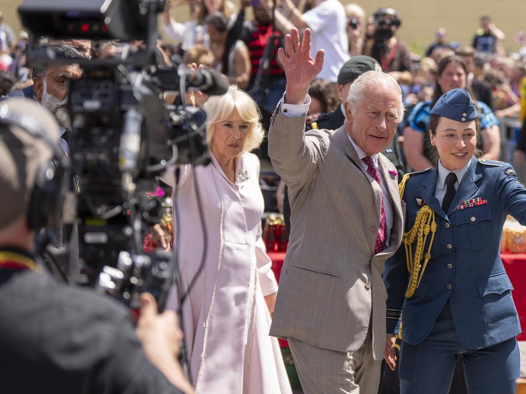 King Charles and Queen Camilla are escorted during a visit to Lansdowne Park in Ottawa. Picture: The Canadian Press via AP)