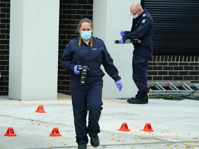 Police outside Abdulrahim’s Thomastown home after an attempt on his life last year. Picture: Luis Enrique Ascui