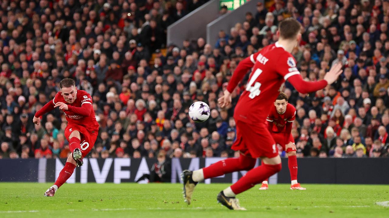 Mac Allister scored a screamer that put Liverpool ahead late in the contest. (Photo by Jan Kruger/Getty Images)
