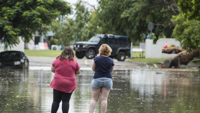 Flooding at Rosslea in Townsville where residents are hoping to be able to return to see the damage this afternoon. Photo Lachie Millard