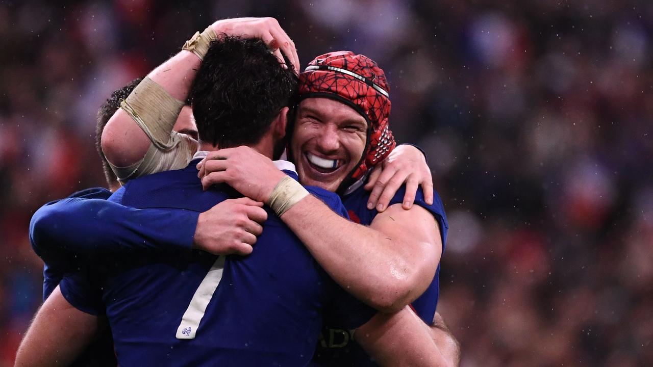 France celebrate following their Six Nations victory over England in Paris.