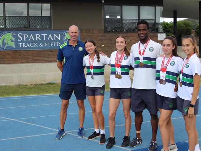 The Somerset Spartans athletics teams with their medals. SUPPLIED