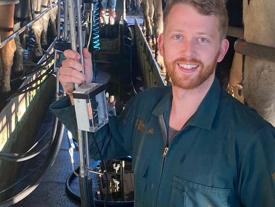 Liam Kampshof runs a startup agtech company Bovonic, which will produce an innovative in-line mastitis sensor system. Picture: Supplied