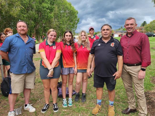 Daniel Moar (far left) at the opening of South Grafton High School's Bush Tucker Garden.