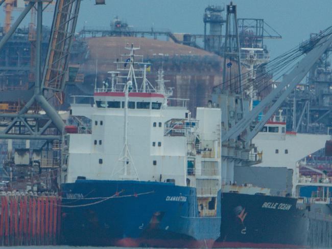 A case of Covid 19 confirmed aboard the Cattle Ship "Diamantina" docked at East Arm Wharf in Darwin Harbour.Picture GLENN CAMPBELL