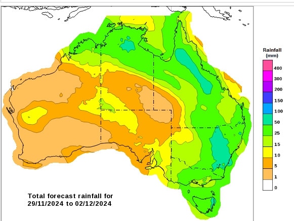 Widespread rain forecast until Monday. Source: BOM