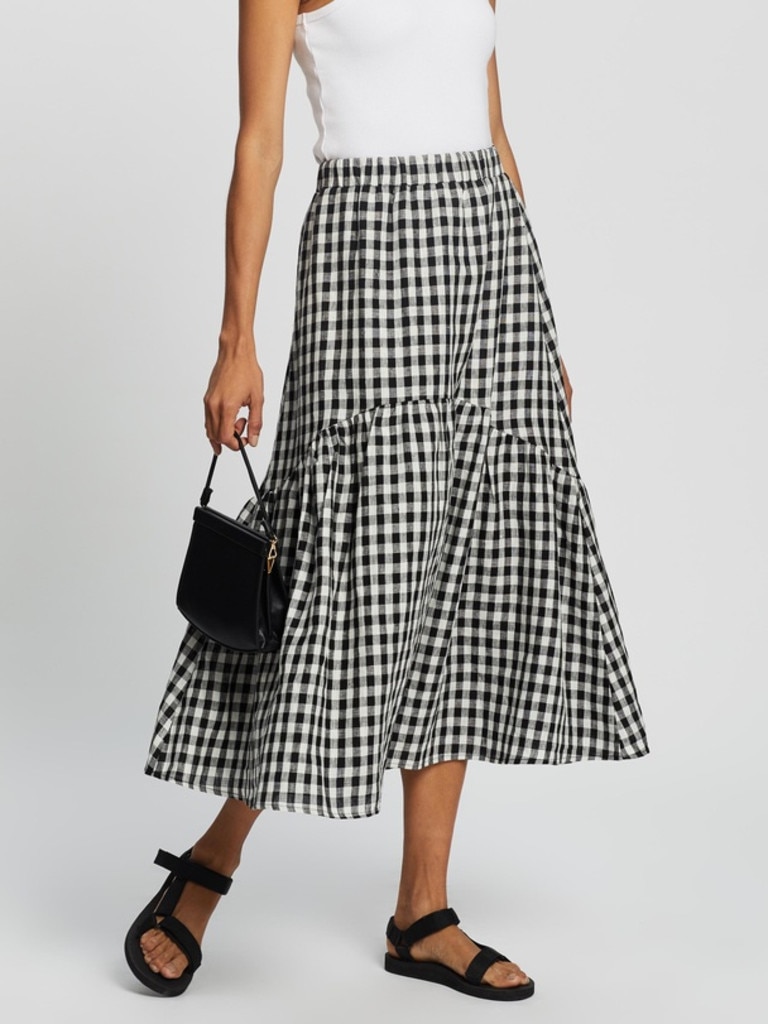 Aere Tiered Midi Skirt