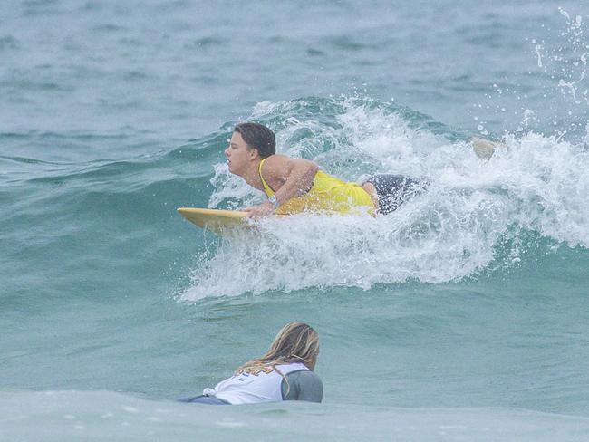 Early Saturday heats of The Burleigh Heads Boardriders Single Fin Festival. Picture: Glenn Campbell