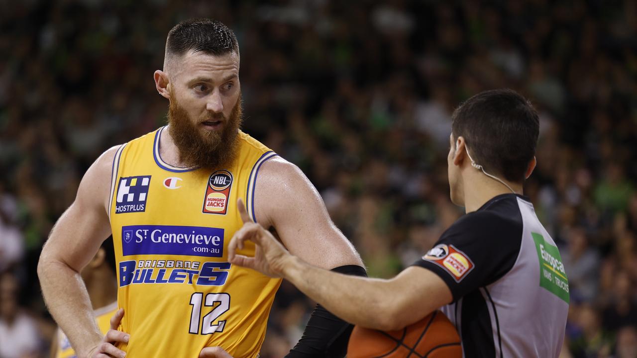 Aron Baynes during the round 15 NBL match between South East Melbourne Phoenix and Brisbane Bullets.