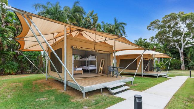 A family deluxe glamping tent.