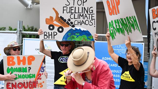 Climate activists crash BHP’s annual general meeting. Picture: NewsWire