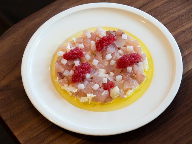 Kingfish, fennel and finger lime at Press Food and Wine, Adelaide.