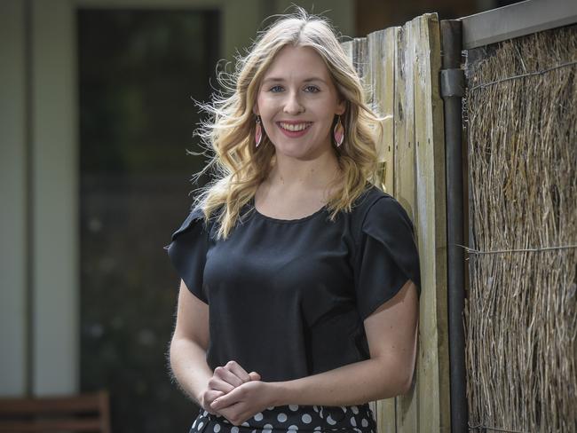 Monday DECEMBER 20 2021Property Investor Nicole Flavel at her first home she purchased at Myrtle Bank 3 years ago. Nicole is now looking for a new property to buy.Picture:  Roy VanDerVegt