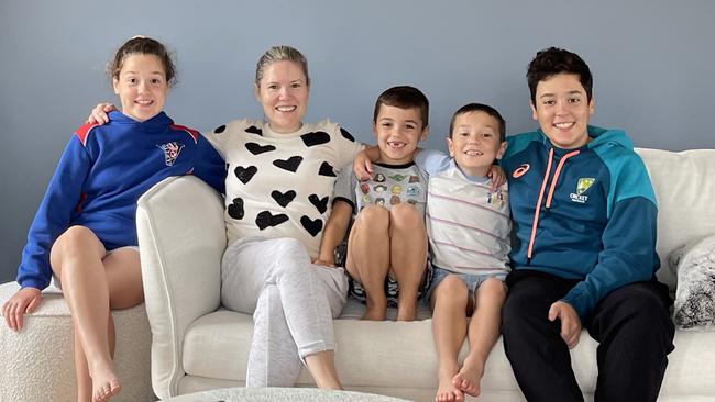 Jess Gambaro with children Zara, Nico, Massimo and Don in May 2023. Photo: Supplied.