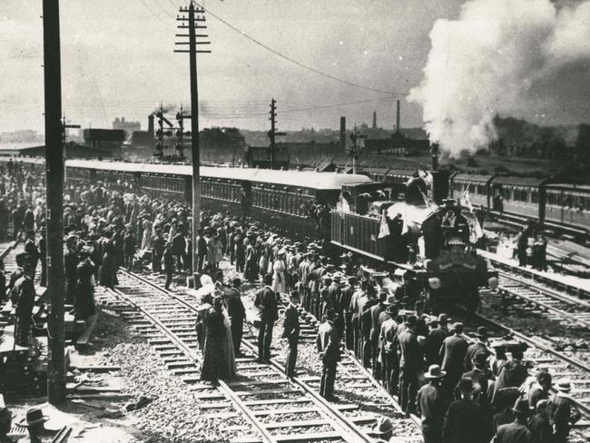 The first train departing from Central 1906. Picture: NSW State Archives