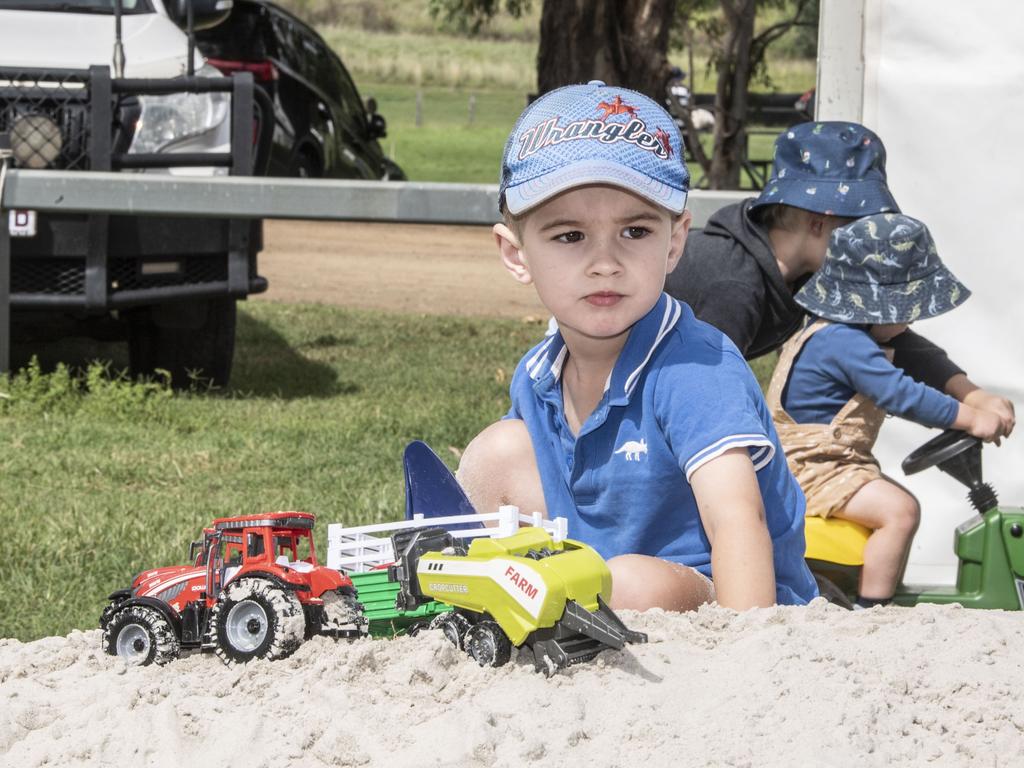 Levi Cornish enjoys the play area. Toowoomba Royal Show. Friday, March 31, 2023. Picture: Nev Madsen.