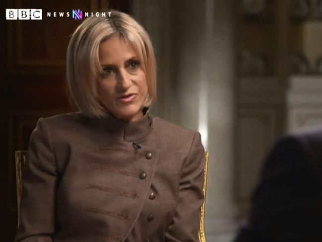 Screen grab from BBS TV. BBC Newsnight's Emily Maitlis interviews Prince Andrew, The Duke of York over his friendship with Jeffrey Epstein. Answering questions about his links to Epstein for the first time, Prince Andrew said his stay was not 