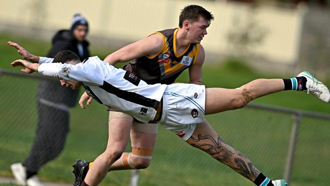 Thomastown’s Jackson Hayse and Mitch Green of St Mary's. Picture: Andy Brownbill