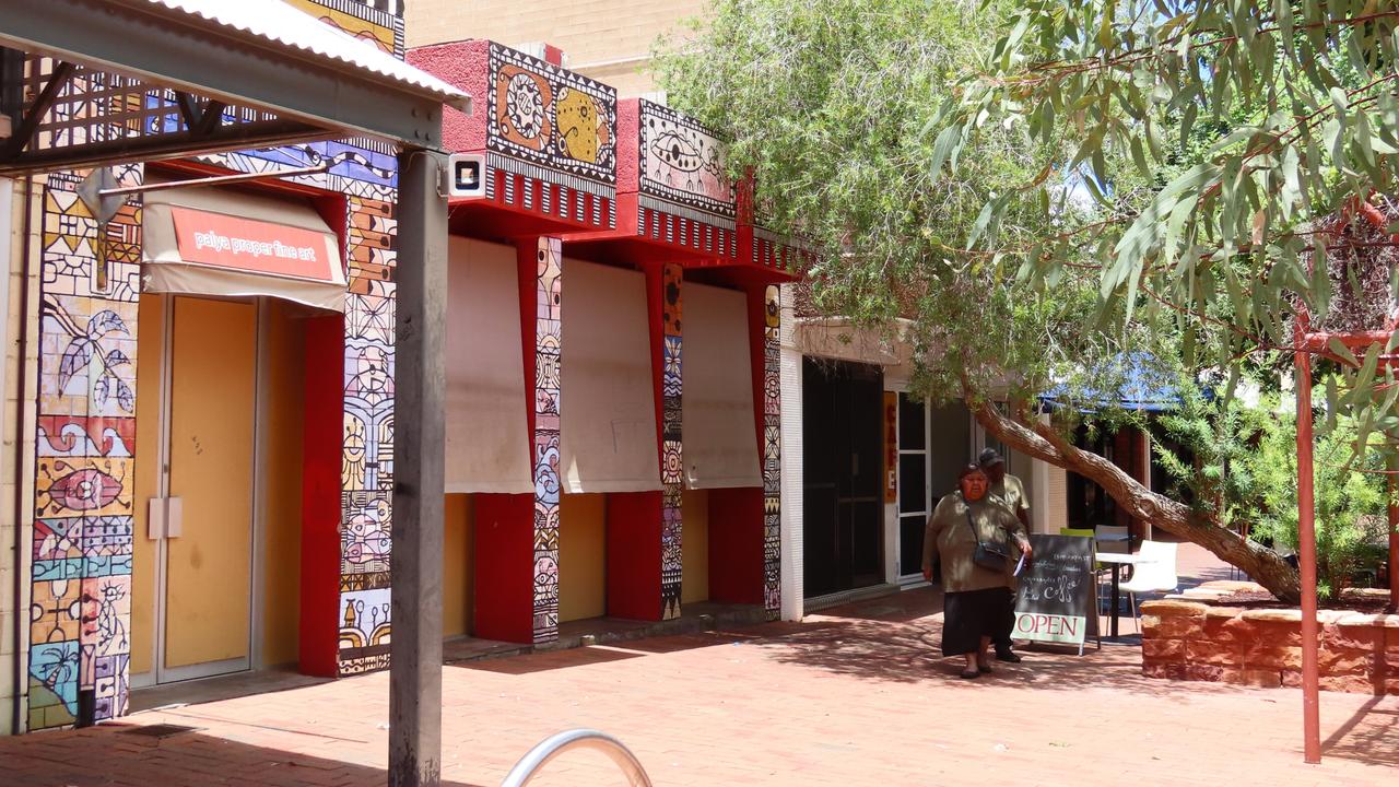 A majority of business in Alice Springs’ Todd Mall are boarded up and closed amid an increase in alcohol-fuelled crime and violence. Picture: Annabel Bowles