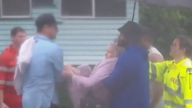 Nursing home residents are rescued from Fromelles Manor in the 2022 Lismore flood. Picture: 9 News