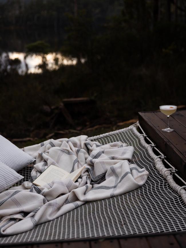 The Voyager’s double in-built hammock is perfect for snuggling up on with a cosy blanket under the stars. Picture: Lean Timms