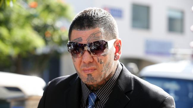 Bikie Jacques Teamo appeared in Southport Court to face charges surrounding the Broadbeach Brawl. Pics Adam Head