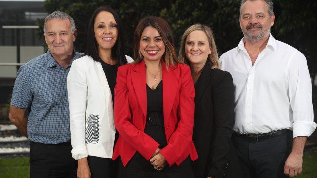 The new Destination Gold Coast team. From left, Head of Business Capability, Mr Aubrey Swift,, Head of Business Events Gold Coast, Ms Selina Sinclair, CEO, Ms Patricia OÃCallaghan, Head of Stakeholder and Strategy, Ms Rachel Hancock,  Head of Destination Marketing and Experiences, Mr Dion Workman.  Picture Glenn hampson