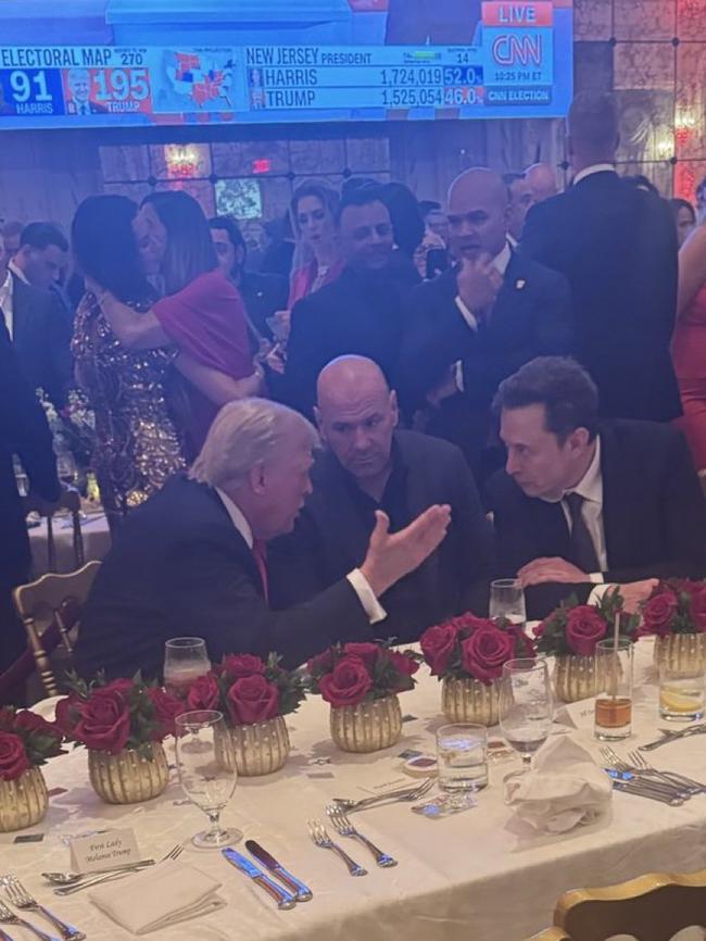 Donald Trump talks to Elon Musk at Mar-a-Lago while waiting on the US election result.