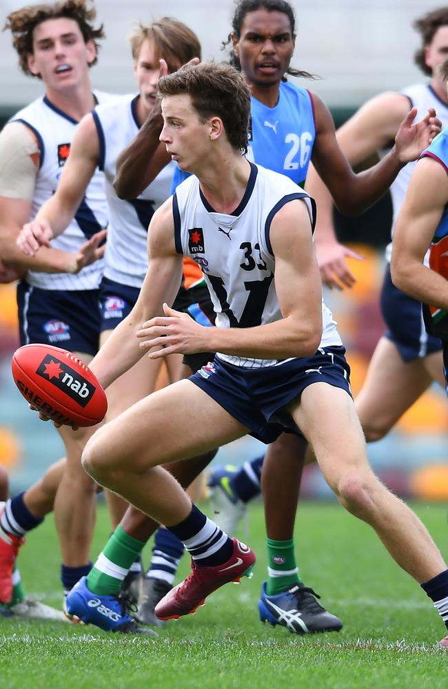 Henry Hustwaite is from the Rosebud production line of talents. Picture: Albert Perez/AFL Photos via Getty Images