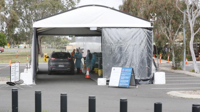 The COVID-19 testing site at Roxburgh Park was quiet. Picture: David Crosling