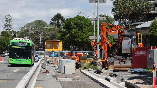 Light Rail could now stop at Burleigh Heads and turn it into a giant bus transit centre with 11,000 people a day getting off trams and on to buses. Picture Glenn Hampson