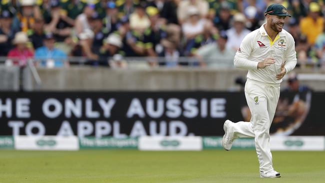 Warner shared some good natured exchanges with fans at Edgbaston as his smile returned.